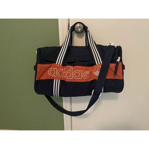 Adidas Originals Navy Red Duffel Bag Retro Trefoil Logo Gym Travel Shoulder Bag